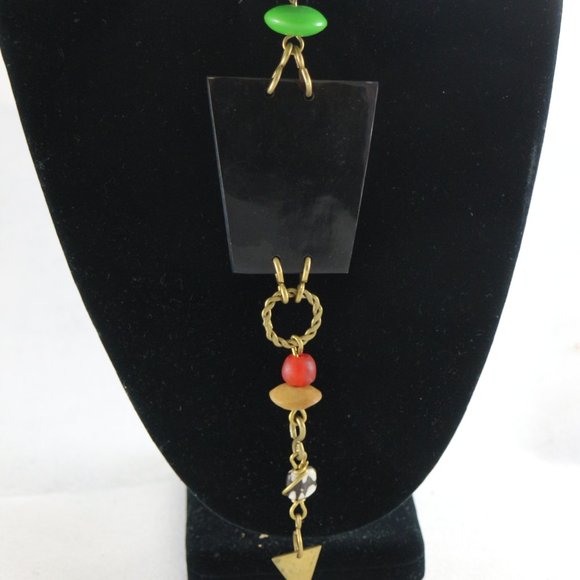 Unique African Geometric Brass and Beads Necklace - Picture 2 of 8